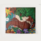 Groen Man Elf Fantasy Floral Wandkleed (Voorkant (horizontaal))