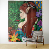 Groen Man Elf Fantasy Floral Wandkleed (In situ)