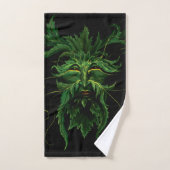 Groen Man Fae Leaves Zwart Bad Handdoek (Handdoek)