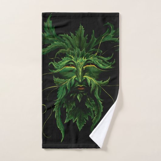 Groen Man Fae Leaves Zwart Bad Handdoek (Handdoek)