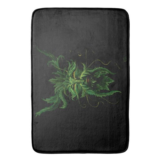 Groen Man Fae Leaves Zwart Badmat (Voorkant Verticaal)