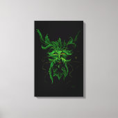 Groen Man Fae Leaves Zwart Canvas Afdruk (Voorkant)