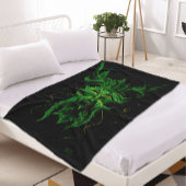 Groen Man Fae Leaves Zwart Fleece Deken