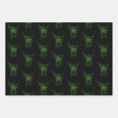 Groen Man Fae Leaves Zwart Inpakpapier Vel (Voorkant 3)