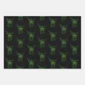 Groen Man Fae Leaves Zwart Inpakpapier Vel (Voorkant 2)