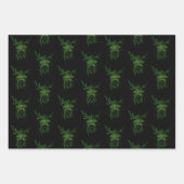 Groen Man Fae Leaves Zwart Inpakpapier Vel (Voorkant)