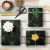 Groen Man Fae Leaves Zwart Inpakpapier Vel