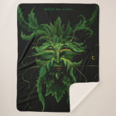 Groen Man Fae Leaves Zwart Sherpa Deken (Voorkant)