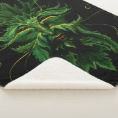 Groen Man Fae Leaves Zwart Sherpa Deken (3/4)