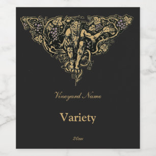 Groen Man Goblin Faun Grapevine Antiek Wijn Etiket