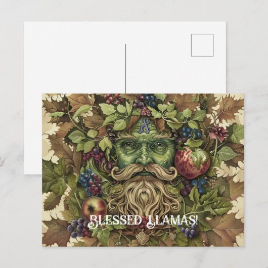 Groen Man Lammas Wenskaart Briefkaart (Voorkant / Achterkant)