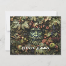Groen Man Lammas Wenskaart