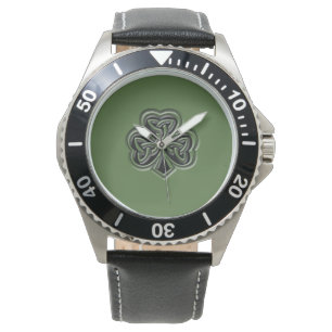Groen man met een trendy Iers geluk Horloge