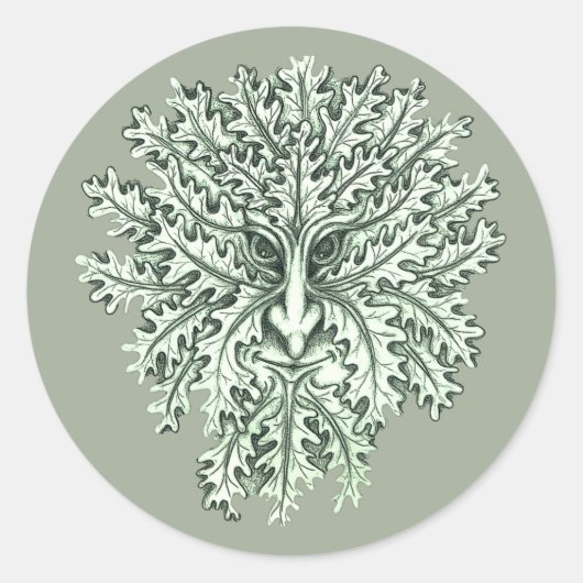 Groen Man Ronde Sticker (Voorkant)