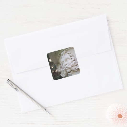 Groen Man Vierkante Sticker (Envelop)