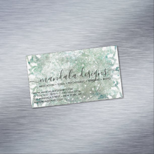 Groen Mandala Floral script Magnetisch Visitekaartje