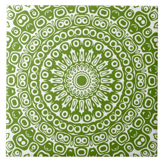 Groen Mandala Natuur Patroon Tegeltje (Voorkant)