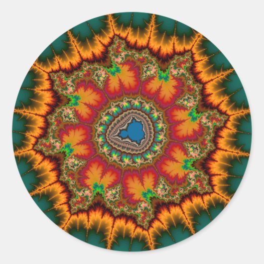 Groen Mandelbrot Fractal Poster Ronde Sticker (Voorkant)