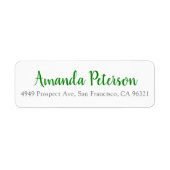 Groen Manuscript Eenvoudige Moderne Naam en Adres Etiket (Voorkant)