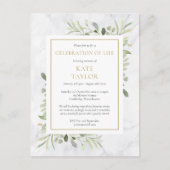 Groen Marble Levensviering Funeral Aankondigingskaart (Voorkant)