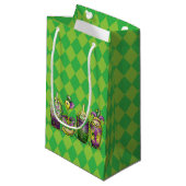 GROEN MARDI GRAS DIAMOND EN PAARSE GOLD BEVERAGES KLEIN CADEAUZAKJE (Voorkant Gekanteld)