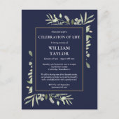 Groen Marine Blauw Viering van het Leven Uitnodigi Aankondigingskaart (Voorkant)