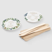 Groen Marine Goud Ronde Huwelijksprogramma Fan Handwaaier (Niet-gemonteerd)