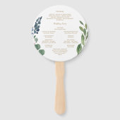 Groen Marine Goud Ronde Huwelijksprogramma Fan Handwaaier (Achterkant)