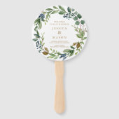 Groen Marine Goud Ronde Huwelijksprogramma Fan Handwaaier (Voorkant)