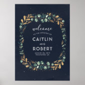 Groen, marinesblauw en goudgroen huwelijk poster (Voorkant)