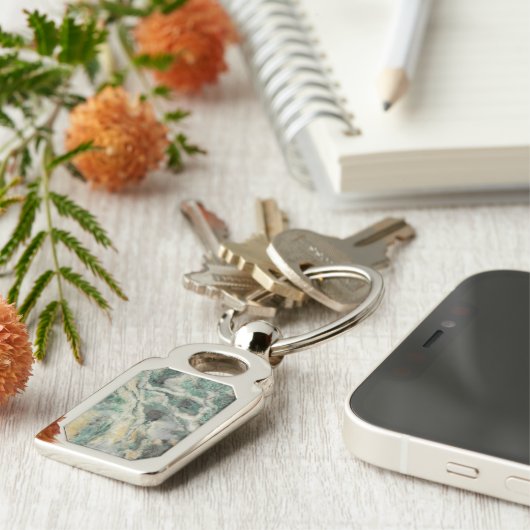 Groen Mariposite Mineral Stone Patroon Sleutelhanger (Zijkant)