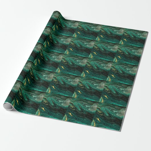 Groen Marmer: Abstracte Agaat Ripple. Cadeaupapier (Uitgerold)