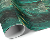 Groen Marmer: Abstracte Agaat Ripple. Cadeaupapier (Rol Hoek)