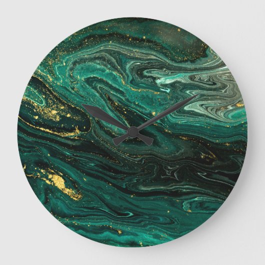 Groen Marmer: Abstracte Agaat Ripple. Grote Klok (Voorkant)