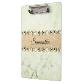 Groen Marmer Diamant Bling Gepersonaliseerd Klembord (Links)