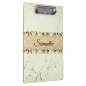 Groen Marmer Diamant Bling Gepersonaliseerd Klembord (Rechts)