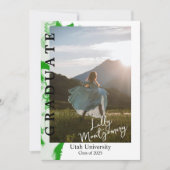 Groen Marmer Foto Afstuderen Aankondiging (Voorkant)