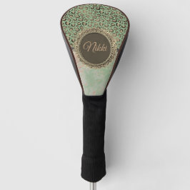 Groen Marmer Glitterij Leopard gepersonaliseerd Golfheadcover