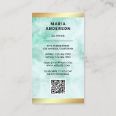 Groen marmer Gold Model Actress QR Code Foto Visitekaartje (Achterkant)
