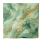 Groen Marmer Goud Glitter aderen en wervelingen Tegeltje (Voorkant)