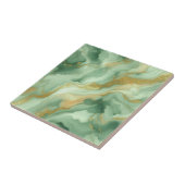 Groen Marmer Goud Glitter aderen en wervelingen Tegeltje (Zijkant)