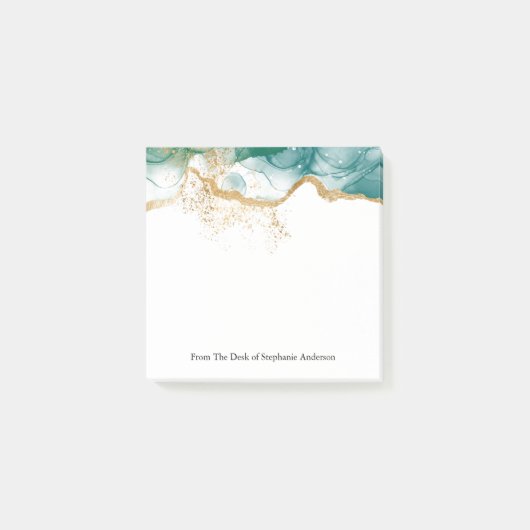 Groen marmer Goud Glitter Alcohol Ink Post het Opm Post-it® Notes (Voorkant)