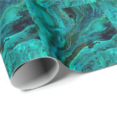 Groen Marmer & Goud: Luxe Textuur Cadeaupapier (Rol Hoek)