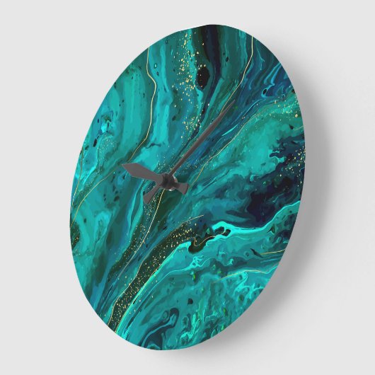 Groen Marmer & Goud: Luxe Textuur Grote Klok (Hoek)