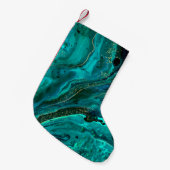 Groen Marmer & Goud: Luxe Textuur Kleine Kerstsok (Voorkant (Hangend))