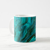 Groen Marmer & Goud: Luxe Textuur Koffiemok (Voorkant links)