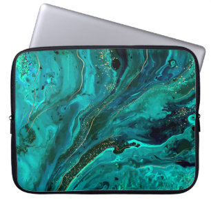 Groen Marmer & Goud: Luxe Textuur Laptop Sleeve
