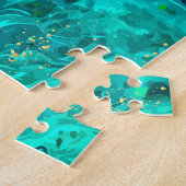Groen Marmer & Goud: Luxe Textuur Legpuzzel (Zijkant)