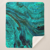 Groen Marmer & Goud: Luxe Textuur Sherpa Deken (Voorkant)