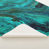 Groen Marmer & Goud: Luxe Textuur Sherpa Deken (3/4)